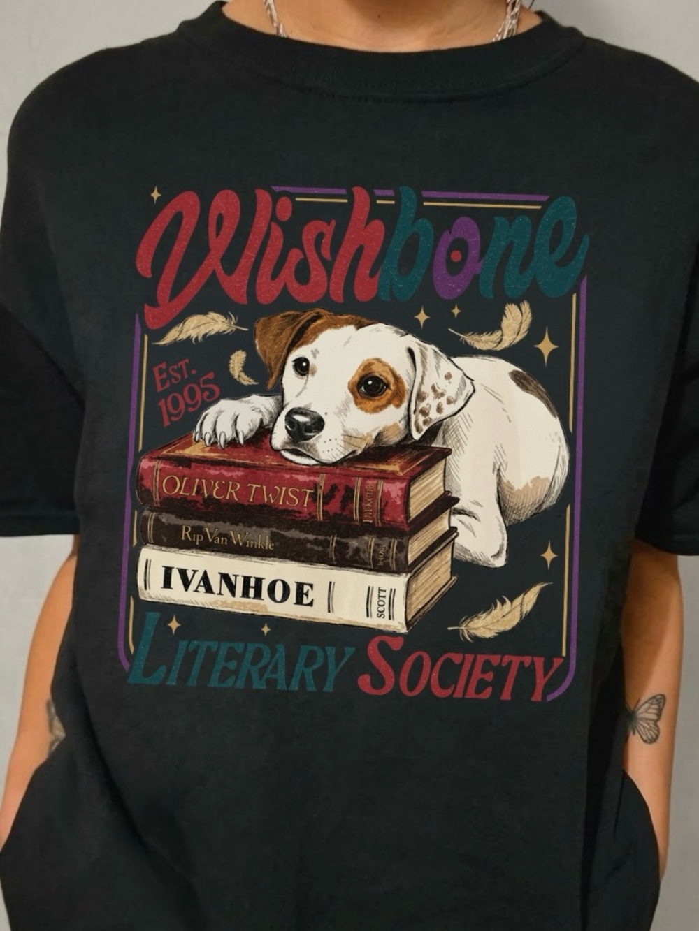 Wishbone Literary Society Dog Est 1995 Graphic Tee - Black